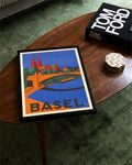 Vintage Basel Stadtposter – Schweiz Architektur Poster – FineArt Wandbild, moderne Kunst & Fine Art Print von Spawnd, handgefertigt & Made in Germany