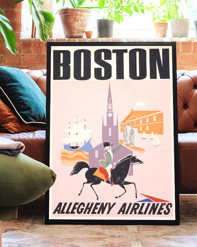 Vintage Boston Airlines Poster – Allegheny Airlines Poster – FineArt Wandbild, moderne Kunst & Fine Art Print von Spawnd, handgefertigt & Made in Germany