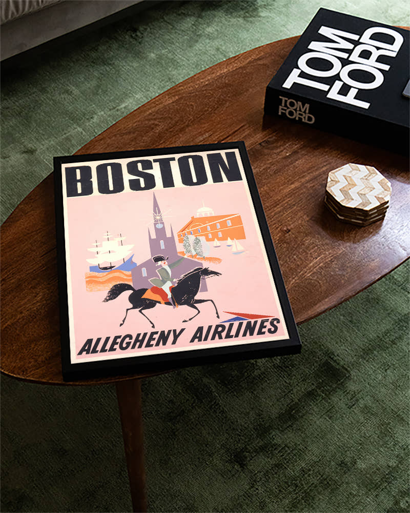 Vintage Boston Airlines Poster – Allegheny Airlines Poster – FineArt Wandbild, moderne Kunst &amp; Fine Art Print von Spawnd, handgefertigt &amp; Made in Germany