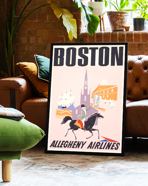 Vintage Boston Airlines Poster – Allegheny Airlines Poster – FineArt Wandbild, moderne Kunst & Fine Art Print von Spawnd, handgefertigt & Made in Germany