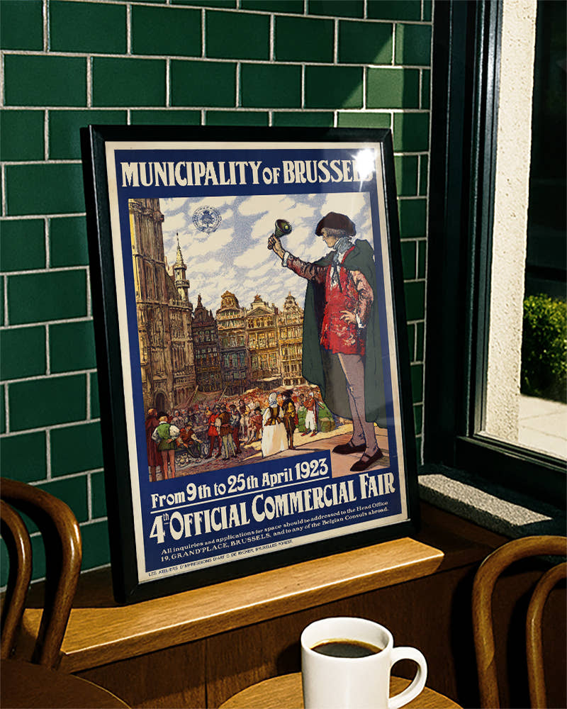 Vintage Brüssel Belgien Poster – Grand Place Marktszene Poster – FineArt Wandbild, moderne Kunst &amp; Fine Art Print von Spawnd, handgefertigt &amp; Made in Germany