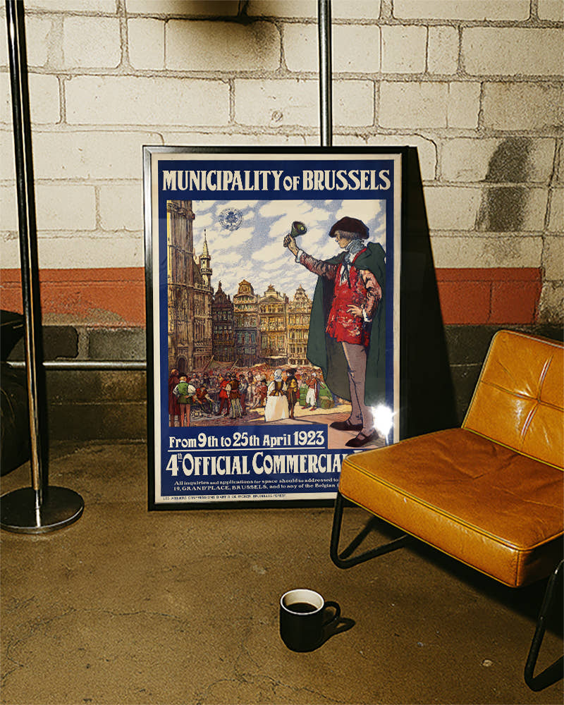 Vintage Brüssel Belgien Poster – Grand Place Marktszene Poster – FineArt Wandbild, moderne Kunst &amp; Fine Art Print von Spawnd, handgefertigt &amp; Made in Germany