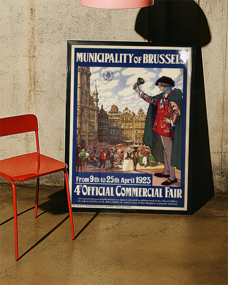 Vintage Brüssel Belgien Poster – Grand Place Marktszene Poster – FineArt Wandbild, moderne Kunst &amp; Fine Art Print von Spawnd, handgefertigt &amp; Made in Germany