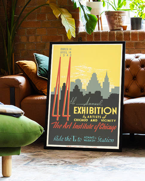Vintage Chicago Ausstellungsposter &amp; Art Deco Architektur Poster – Chicago Art Exhibition Poster – FineArt Wandbild, moderne Kunst &amp; Fine Art Print von Spawnd, handgefertigt &amp; Made in Germany