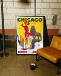 Vintage Chicago USA Poster mit Skyline – Chicago Poster – FineArt Wandbild, moderne Kunst & Fine Art Print von Spawnd, handgefertigt & Made in Germany