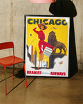 Vintage Chicago USA Poster mit Skyline – Chicago Poster – FineArt Wandbild, moderne Kunst & Fine Art Print von Spawnd, handgefertigt & Made in Germany