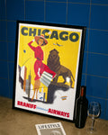 Vintage Chicago USA Poster mit Skyline – Chicago Poster – FineArt Wandbild, moderne Kunst & Fine Art Print von Spawnd, handgefertigt & Made in Germany