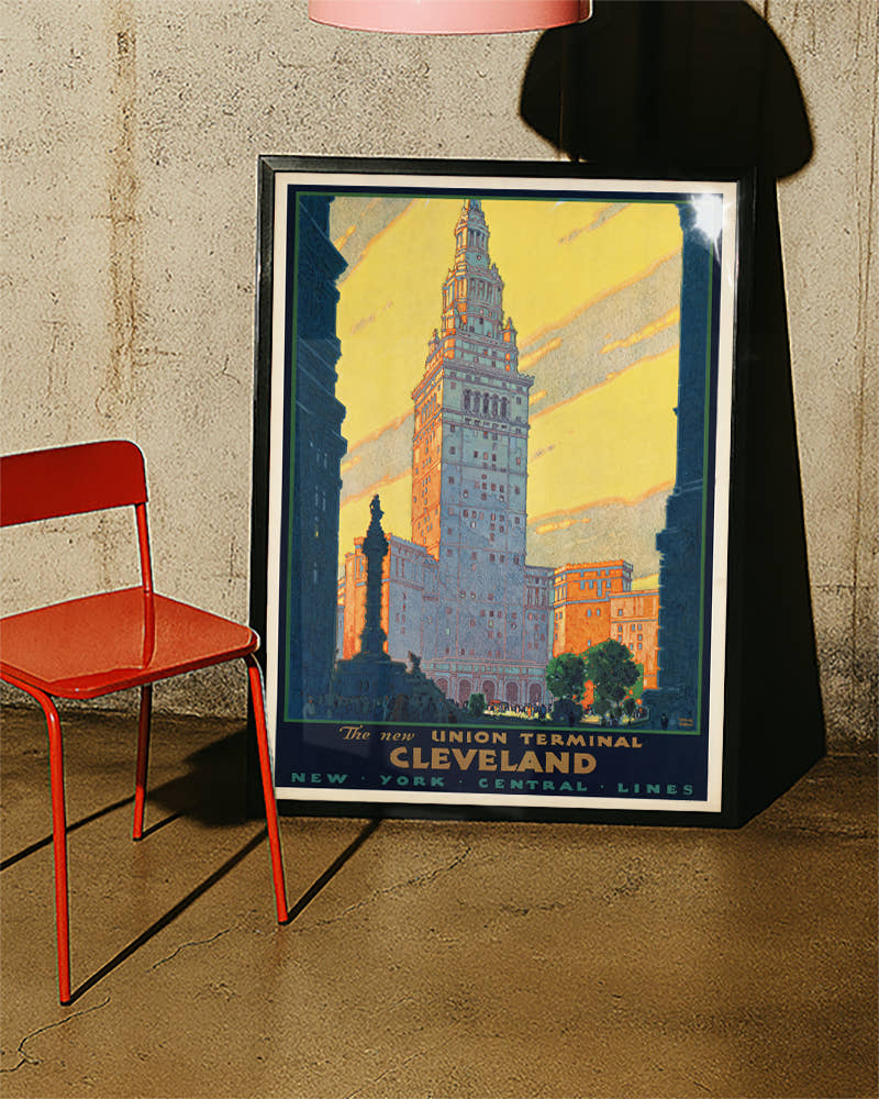 Vintage Cleveland USA Poster – Union Terminal Bahnhof Poster – FineArt Wandbild, moderne Kunst &amp; Fine Art Print von Spawnd, handgefertigt &amp; Made in Germany