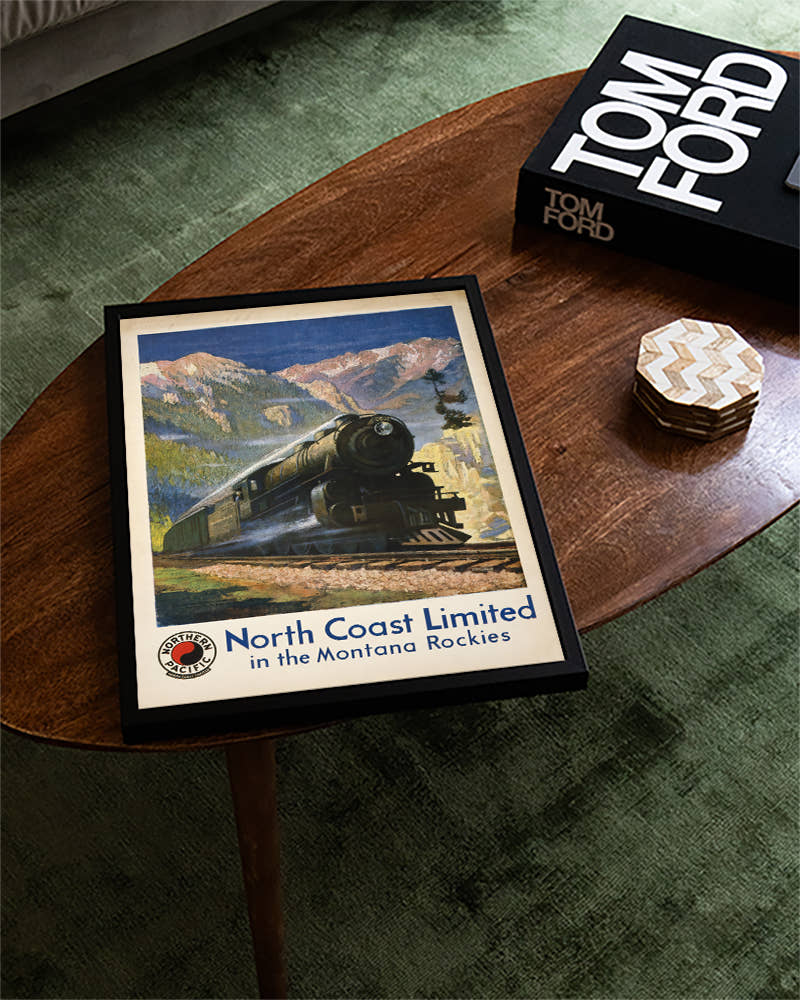 Vintage Eisenbahn Reiseplakat Poster – North Coast Limited Poster – FineArt Wandbild, moderne Kunst &amp; Fine Art Print von Spawnd, handgefertigt &amp; Made in Germany