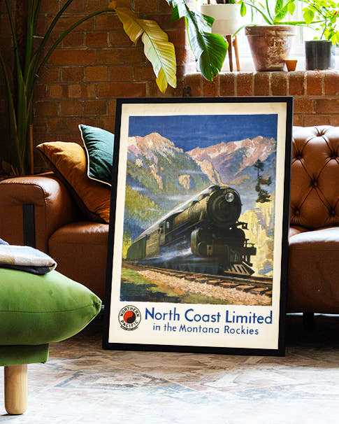 Vintage Eisenbahn Reiseplakat Poster – North Coast Limited Poster – FineArt Wandbild, moderne Kunst &amp; Fine Art Print von Spawnd, handgefertigt &amp; Made in Germany