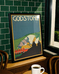 Vintage England Landschaft Poster mit Kreidefelsen – Godstone Poster – FineArt Wandbild, moderne Kunst & Fine Art Print von Spawnd, handgefertigt & Made in Germany