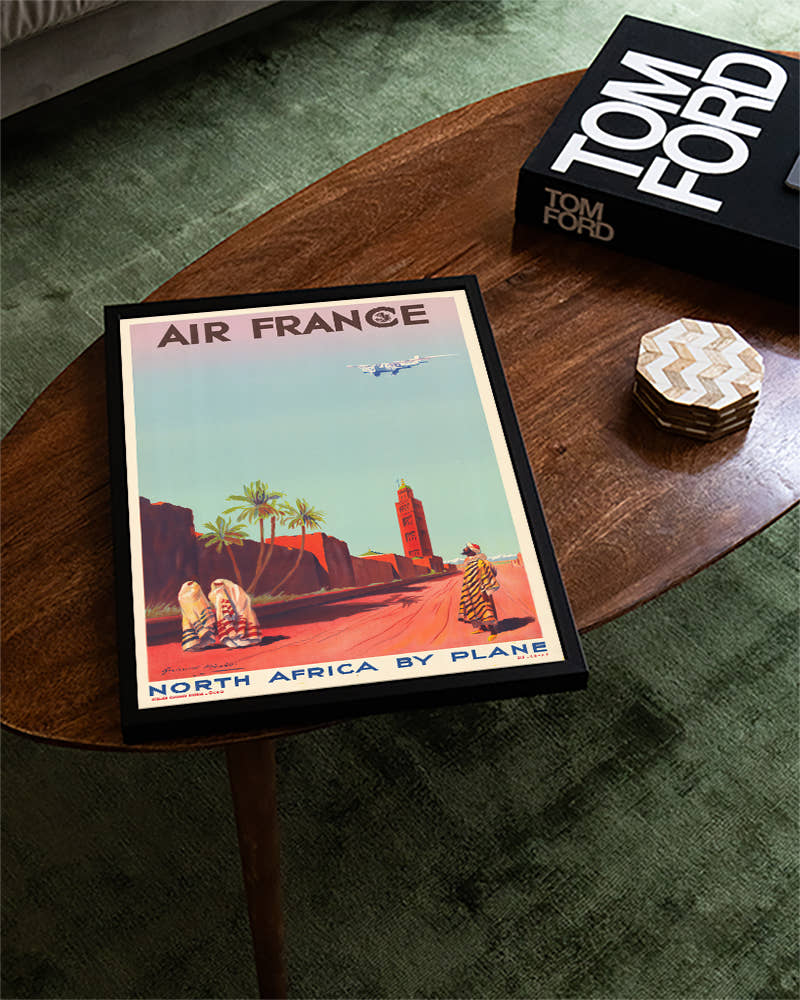 Vintage Flugreise Plakat Poster – North Africa Airplane Poster – FineArt Wandbild, moderne Kunst &amp; Fine Art Print von Spawnd, handgefertigt &amp; Made in Germany