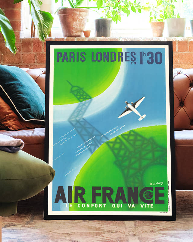 Vintage Flugreise Poster – Air France Paris Londres 1930 Poster – FineArt Wandbild, moderne Kunst &amp; Fine Art Print von Spawnd, handgefertigt &amp; Made in Germany