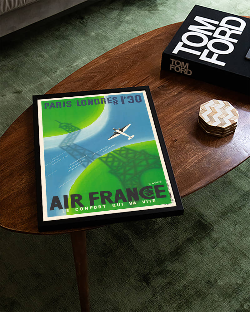 Vintage Flugreise Poster – Air France Paris Londres 1930 Poster – FineArt Wandbild, moderne Kunst &amp; Fine Art Print von Spawnd, handgefertigt &amp; Made in Germany