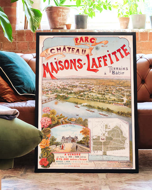 Vintage Frankreich Immobilien Poster – Parc Maisons Laffitte 1937 Poster – FineArt Wandbild, moderne Kunst & Fine Art Print von Spawnd, handgefertigt & Made in Germany
