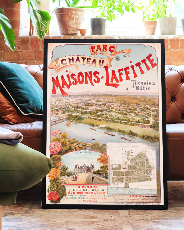 Vintage Frankreich Immobilien Poster – Parc Maisons Laffitte 1937 Poster – FineArt Wandbild, moderne Kunst &amp; Fine Art Print von Spawnd, handgefertigt &amp; Made in Germany