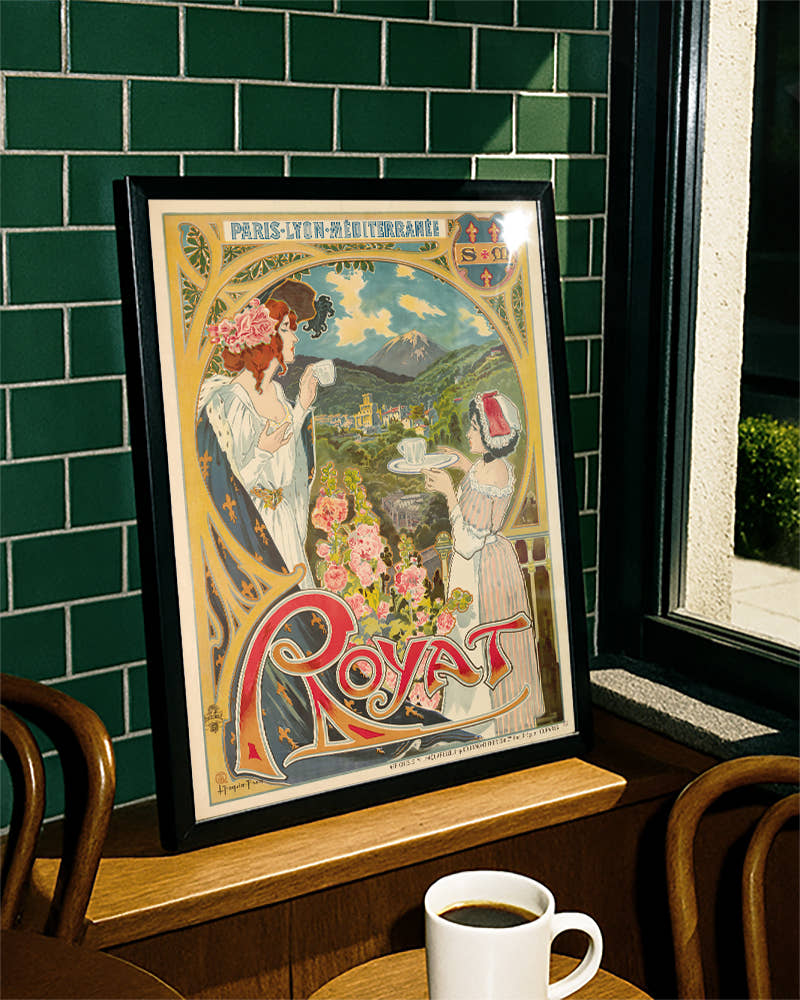 Vintage Frankreich Jugendstil Poster Auvergne – Royat Poster – FineArt Wandbild, moderne Kunst &amp; Fine Art Print von Spawnd, handgefertigt &amp; Made in Germany