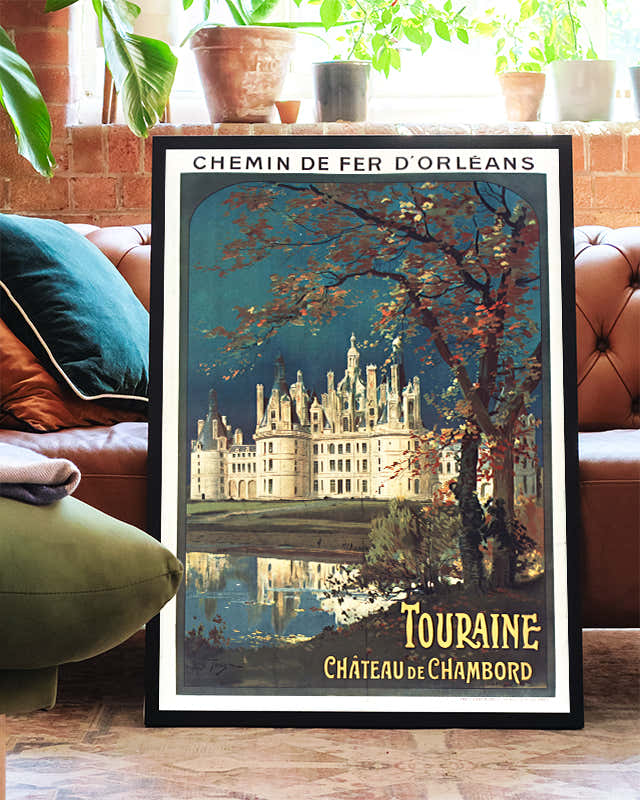 Vintage Frankreich Schloss Poster – Touraine Château de Chambord Poster – FineArt Wandbild, moderne Kunst & Fine Art Print von Spawnd, handgefertigt & Made in Germany