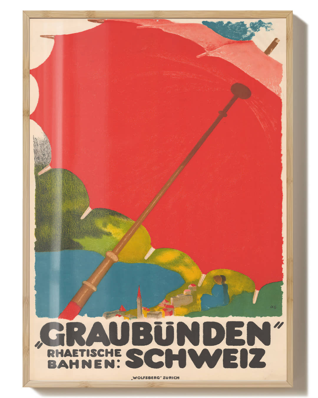Vintage Graubünden Schweiz Alpen Poster – Rhaetische Bahnen Poster – FineArt Wandbild, moderne Kunst &amp; Fine Art Print von Spawnd, handgefertigt &amp; Made in Germany