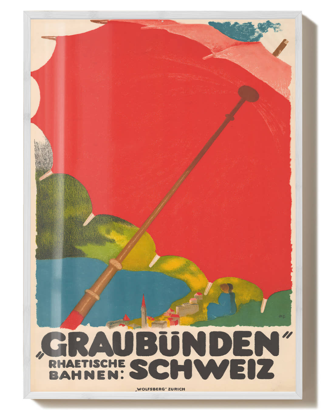 Vintage Graubünden Schweiz Alpen Poster – Rhaetische Bahnen Poster – FineArt Wandbild, moderne Kunst &amp; Fine Art Print von Spawnd, handgefertigt &amp; Made in Germany