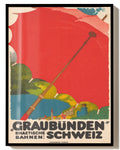 Vintage Graubünden Schweiz Alpen Poster – Rhaetische Bahnen Poster – FineArt Wandbild, moderne Kunst & Fine Art Print von Spawnd, handgefertigt & Made in Germany