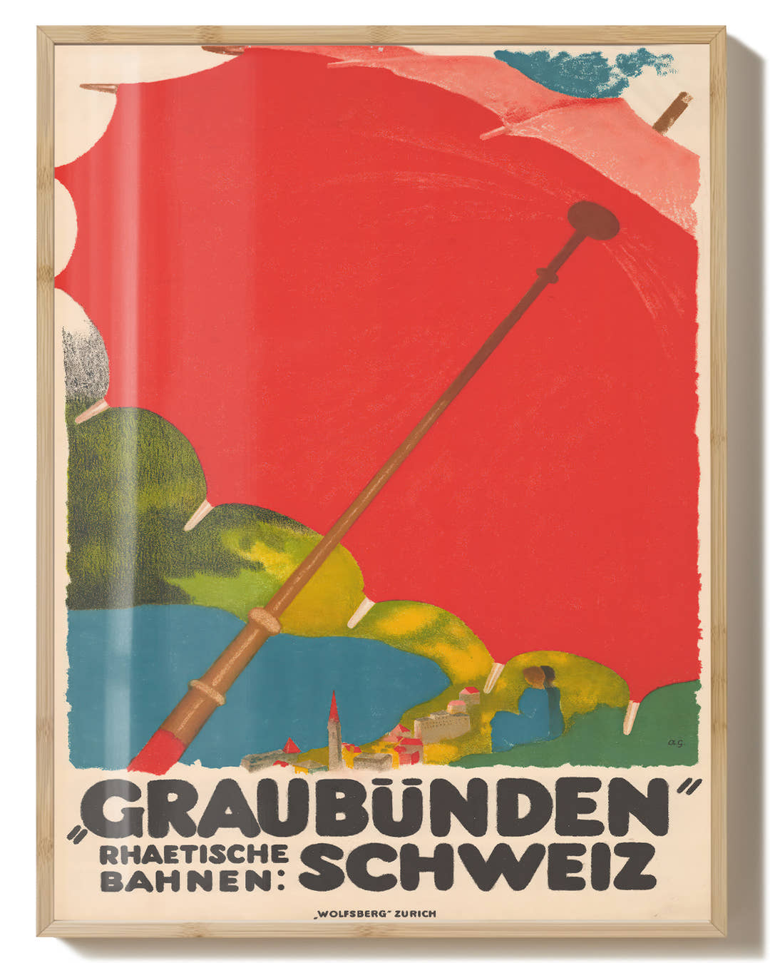 Vintage Graubünden Schweiz Alpen Poster – Rhaetische Bahnen Poster – FineArt Wandbild, moderne Kunst &amp; Fine Art Print von Spawnd, handgefertigt &amp; Made in Germany