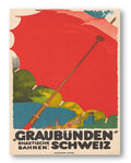 Vintage Graubünden Schweiz Alpen Poster – Rhaetische Bahnen Poster – FineArt Wandbild, moderne Kunst & Fine Art Print von Spawnd, handgefertigt & Made in Germany