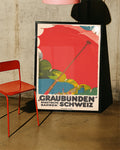 Vintage Graubünden Schweiz Alpen Poster – Rhaetische Bahnen Poster – FineArt Wandbild, moderne Kunst & Fine Art Print von Spawnd, handgefertigt & Made in Germany