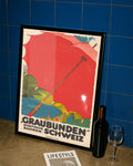 Vintage Graubünden Schweiz Alpen Poster – Rhaetische Bahnen Poster – FineArt Wandbild, moderne Kunst & Fine Art Print von Spawnd, handgefertigt & Made in Germany