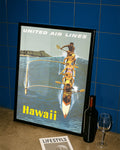 Vintage Hawaii Reiseplakat mit Kanu und Diamond Head – Hawaii Poster – FineArt Wandbild, moderne Kunst & Fine Art Print von Spawnd, handgefertigt & Made in Germany