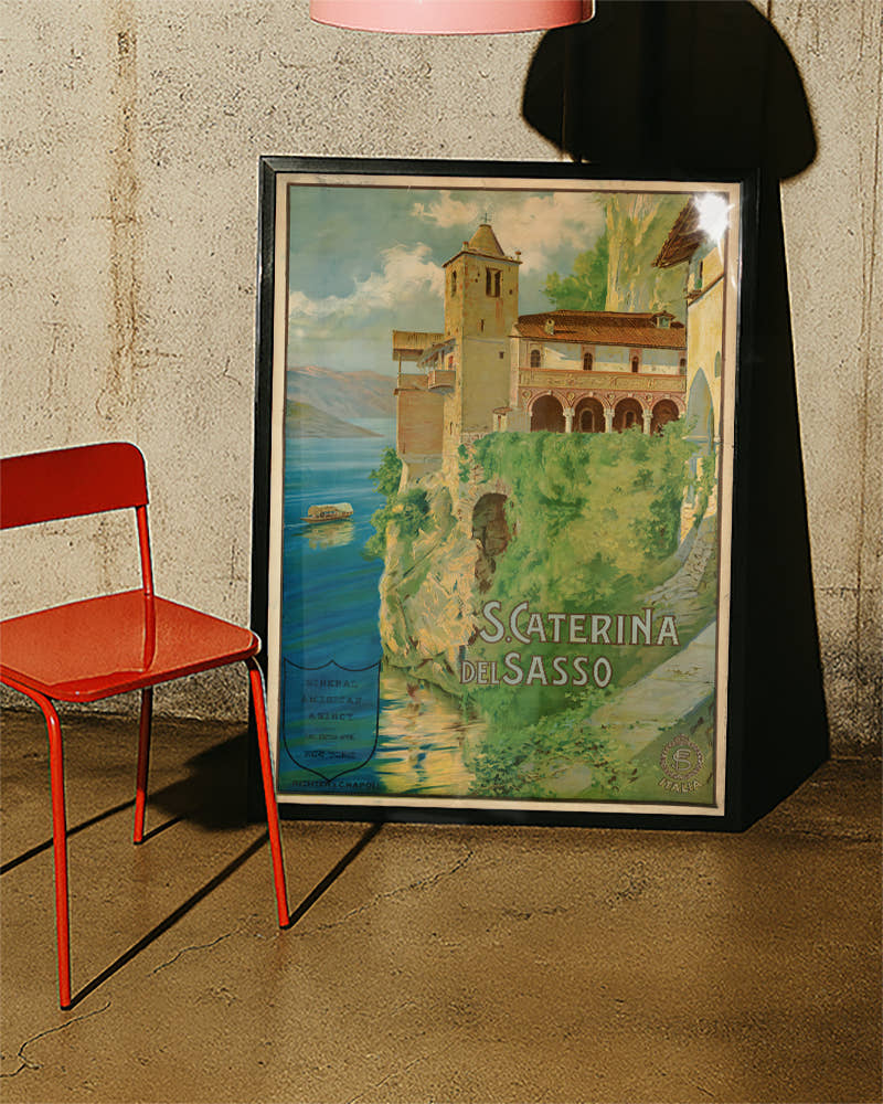 Vintage Italien Kloster Poster – S. Caterina del Sasso Poster – FineArt Wandbild, moderne Kunst &amp; Fine Art Print von Spawnd, handgefertigt &amp; Made in Germany