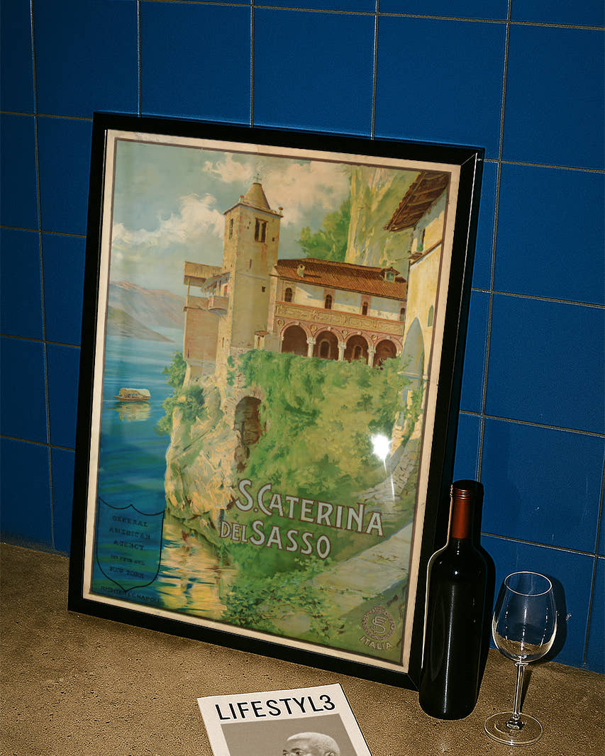 Vintage Italien Kloster Poster – S. Caterina del Sasso Poster – FineArt Wandbild, moderne Kunst &amp; Fine Art Print von Spawnd, handgefertigt &amp; Made in Germany