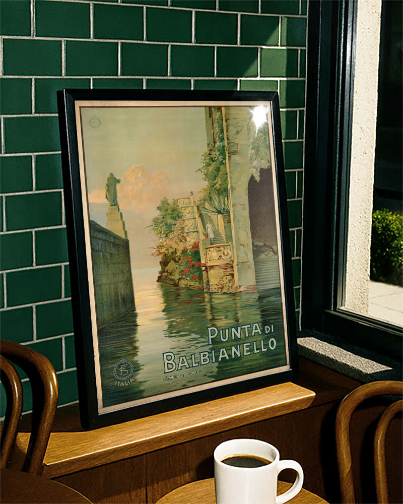 Vintage Italien Lago di Como Poster – Punta di Balbianello Poster – FineArt Wandbild, moderne Kunst & Fine Art Print von Spawnd, handgefertigt & Made in Germany