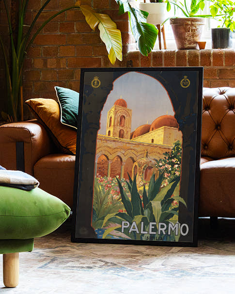 Vintage Italien Reiseplakat Poster – Palermo Sicilia Poster – FineArt Wandbild, moderne Kunst &amp; Fine Art Print von Spawnd, handgefertigt &amp; Made in Germany