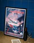 Vintage Karibik Reiseplakat mit Flugzeug – Caribbean Clipper Poster – FineArt Wandbild, moderne Kunst & Fine Art Print von Spawnd, handgefertigt & Made in Germany