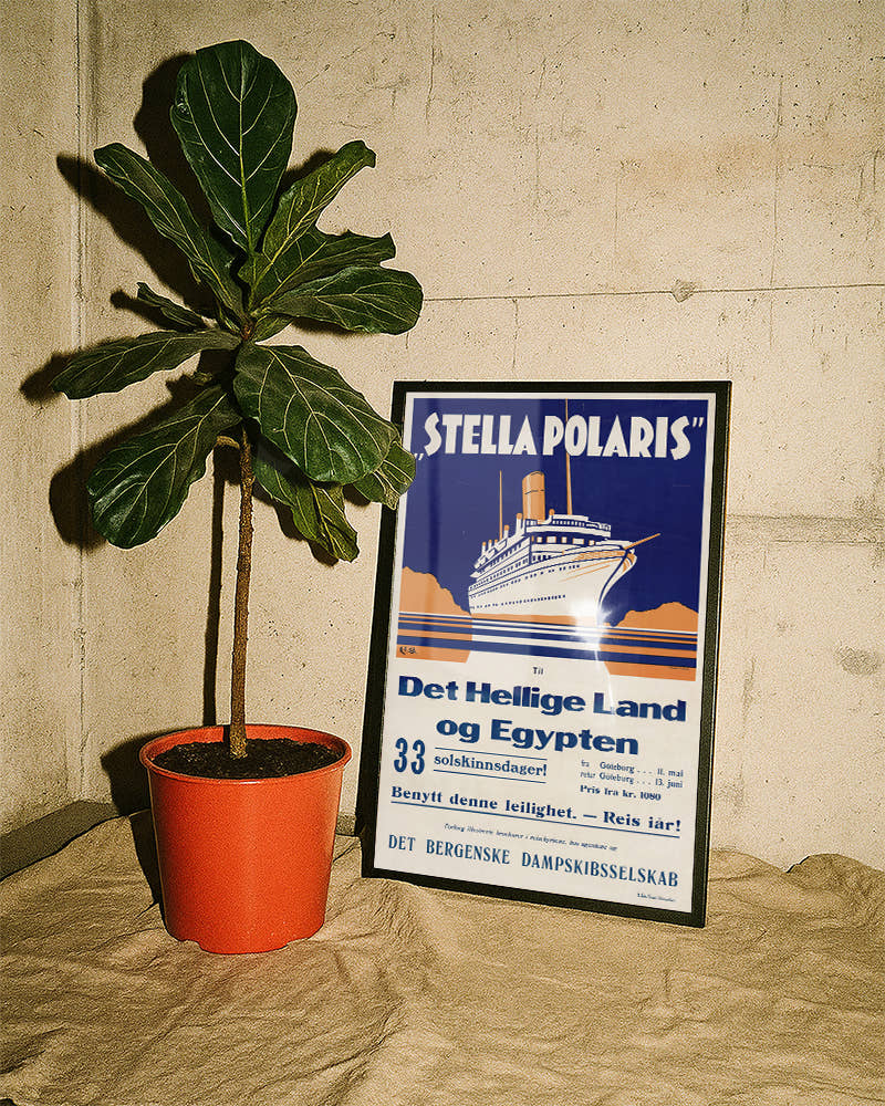 Vintage Kreuzfahrt Poster mit Stella Polaris – Det Hellige Land og Egypten Poster – FineArt Wandbild, moderne Kunst &amp; Fine Art Print von Spawnd, handgefertigt &amp; Made in Germany