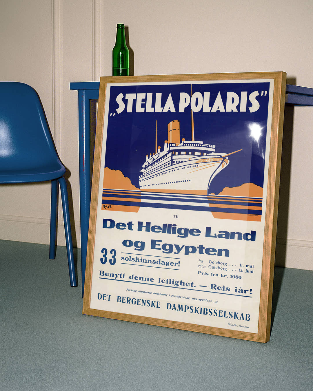 Vintage Kreuzfahrt Poster mit Stella Polaris – Det Hellige Land og Egypten Poster – FineArt Wandbild, moderne Kunst &amp; Fine Art Print von Spawnd, handgefertigt &amp; Made in Germany