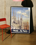 Vintage Mailand Italien Poster – Milano Dom & Skyline Poster – FineArt Wandbild, moderne Kunst & Fine Art Print von Spawnd, handgefertigt & Made in Germany
