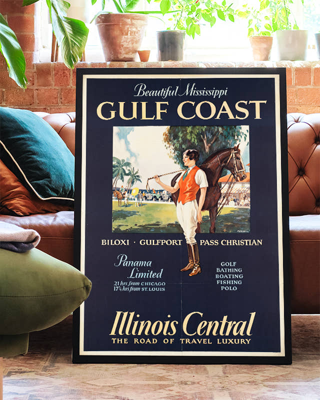 Vintage Mississippi Golf &amp; Küstenreise Poster – Gulf Coast Poster – FineArt Wandbild, moderne Kunst &amp; Fine Art Print von Spawnd, handgefertigt &amp; Made in Germany