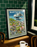 Vintage Nantucket Poster – Insel Massachusetts USA Poster – FineArt Wandbild, moderne Kunst & Fine Art Print von Spawnd, handgefertigt & Made in Germany