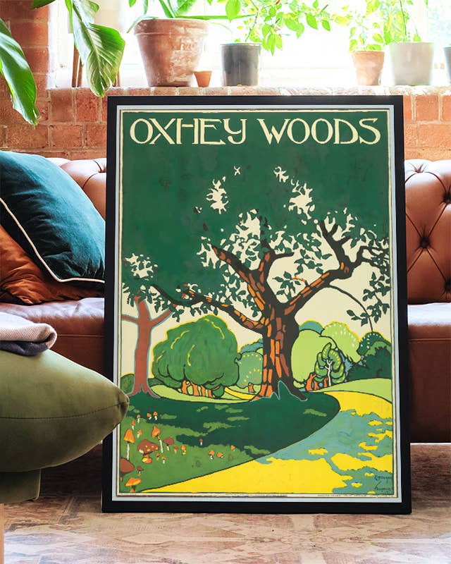Vintage Natur Landschaft Poster – Oxley Woods Poster – FineArt Wandbild, moderne Kunst &amp; Fine Art Print von Spawnd, handgefertigt &amp; Made in Germany