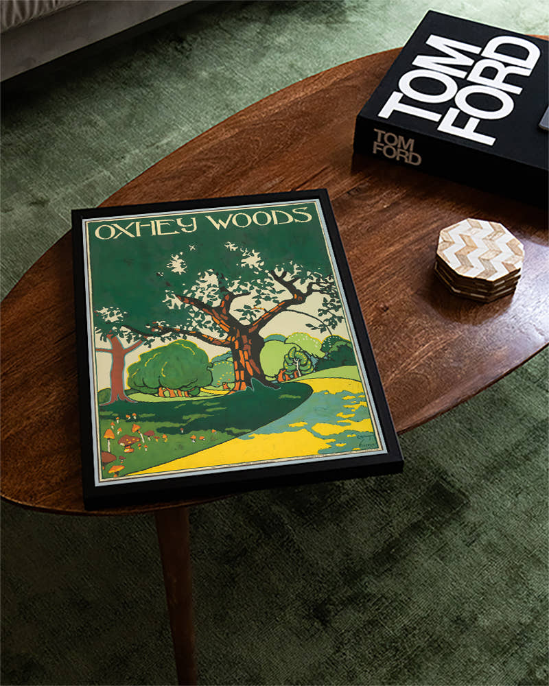 Vintage Natur Landschaft Poster – Oxley Woods Poster – FineArt Wandbild, moderne Kunst &amp; Fine Art Print von Spawnd, handgefertigt &amp; Made in Germany