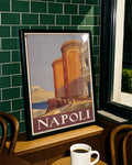 Vintage Neapel Italien Poster – Napoli Festung am Meer Poster – FineArt Wandbild, moderne Kunst & Fine Art Print von Spawnd, handgefertigt & Made in Germany