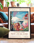 Vintage Neuseeland Nationalpark Poster – Château Tongariro Poster – FineArt Wandbild, moderne Kunst & Fine Art Print von Spawnd, handgefertigt & Made in Germany