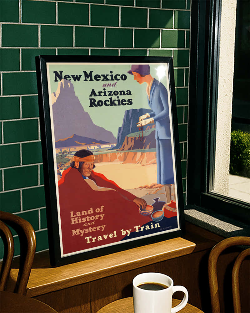 Vintage New Mexico & Arizona Poster – Rocky Mountains USA Poster – FineArt Wandbild, moderne Kunst & Fine Art Print von Spawnd, handgefertigt & Made in Germany