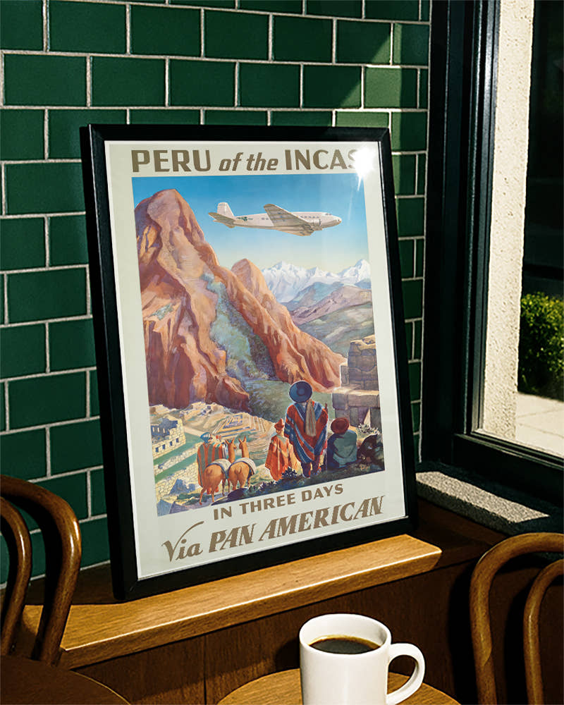 Vintage Peru Poster – Machu Picchu Anden Poster – FineArt Wandbild, moderne Kunst &amp; Fine Art Print von Spawnd, handgefertigt &amp; Made in Germany