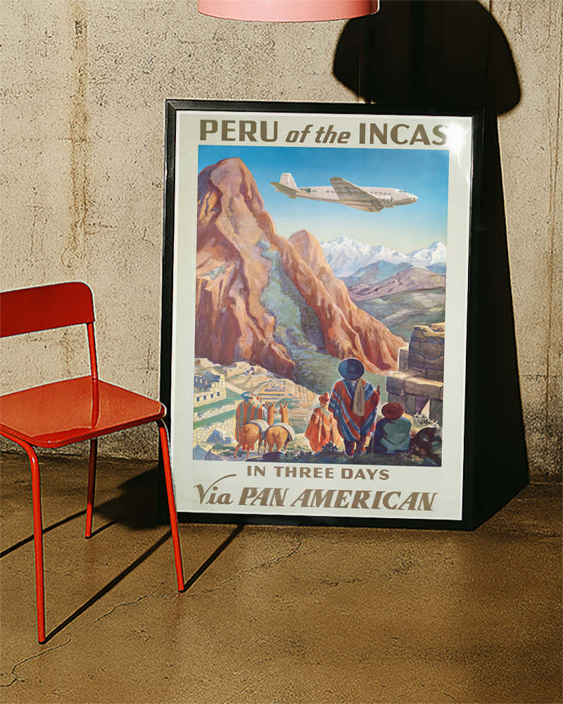 Vintage Peru Poster – Machu Picchu Anden Poster – FineArt Wandbild, moderne Kunst & Fine Art Print von Spawnd, handgefertigt & Made in Germany