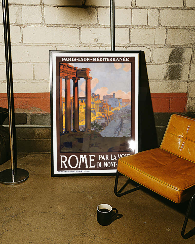 Vintage Rom Poster – Kolosseum & Mont Cenis Route Poster – FineArt Wandbild, moderne Kunst & Fine Art Print von Spawnd, handgefertigt & Made in Germany