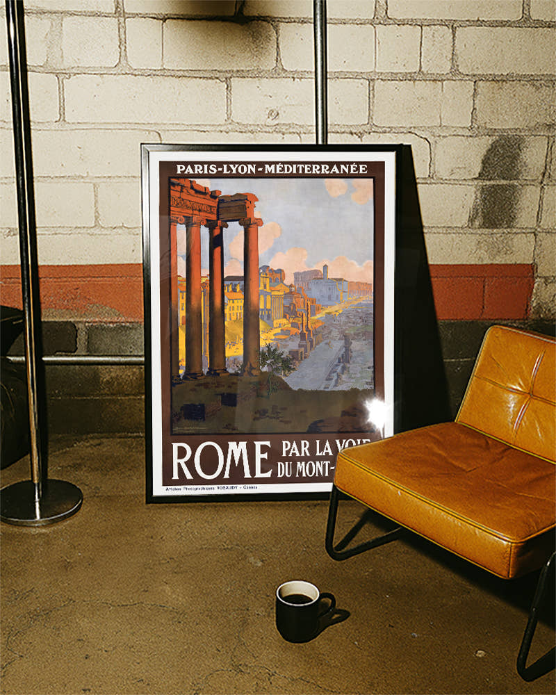Vintage Rom Poster – Kolosseum &amp; Mont Cenis Route Poster – FineArt Wandbild, moderne Kunst &amp; Fine Art Print von Spawnd, handgefertigt &amp; Made in Germany