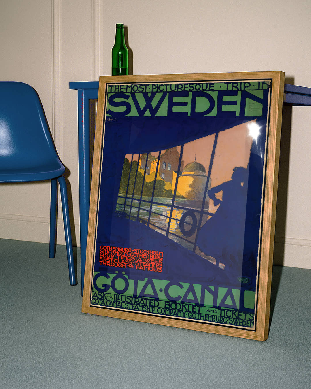 Vintage Schweden Poster mit Göta Kanal – Sweden Gotakanal Poster – FineArt Wandbild, moderne Kunst &amp; Fine Art Print von Spawnd, handgefertigt &amp; Made in Germany